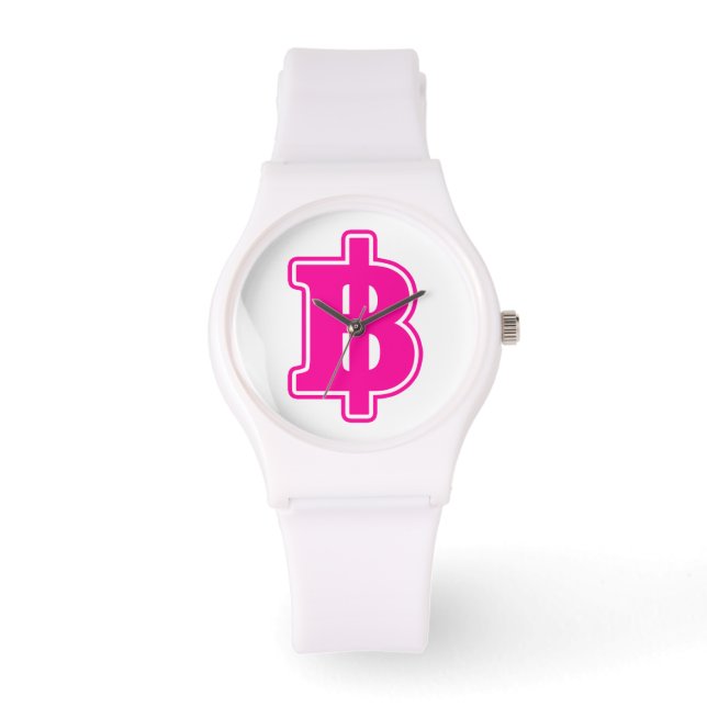 Reloj De Pulsera Rótulo PINK BAHT ฿ dinero tailandés ฿ (Anverso)