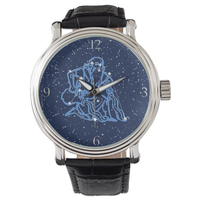Reloj De Pulsera Rótulo y constelación Astrológica de Aquarius (Anverso)