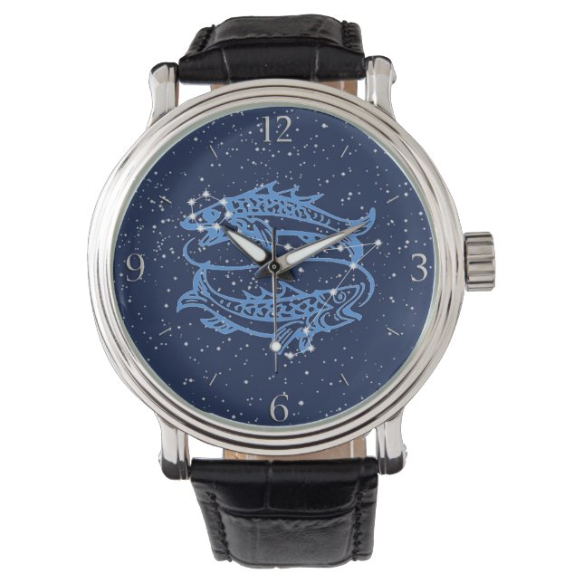 Reloj De Pulsera Rótulo y constelación astrológicos de Piscis (Anverso)