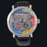 Reloj De Pulsera Route 66 License Plate Art Black Wrist Watch<br><div class="desc">Route 66 License Plate Art Black Wrist Watch by Design Turnpike.</div>