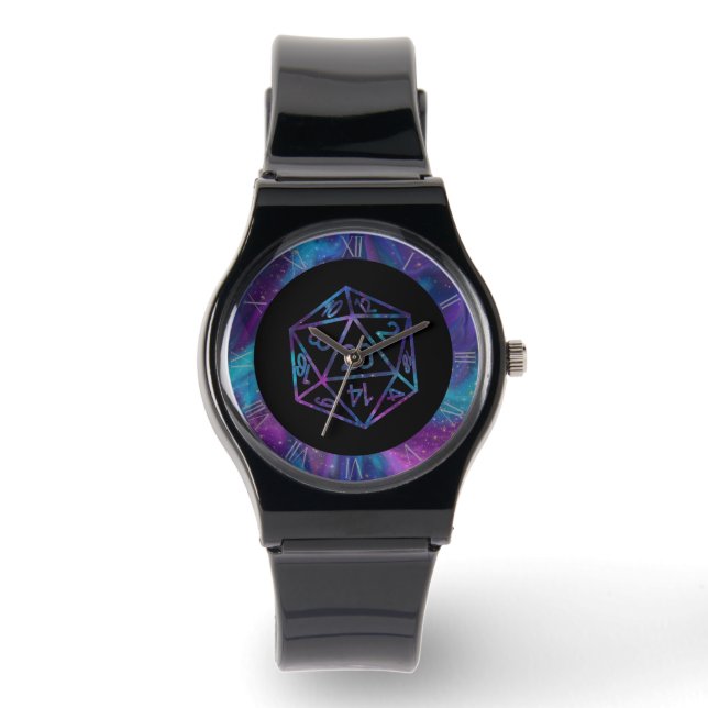 Reloj De Pulsera RPG Dice | Nebula Fantasy Tabletop Retro PnP Gamer (Anverso)