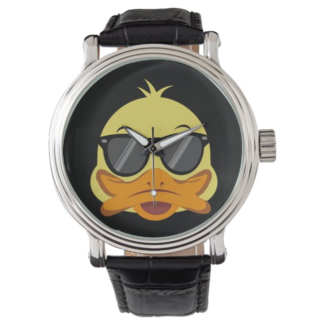 Reloj De Pulsera Rubber Duck face Head yellow sunglasses (Anverso)