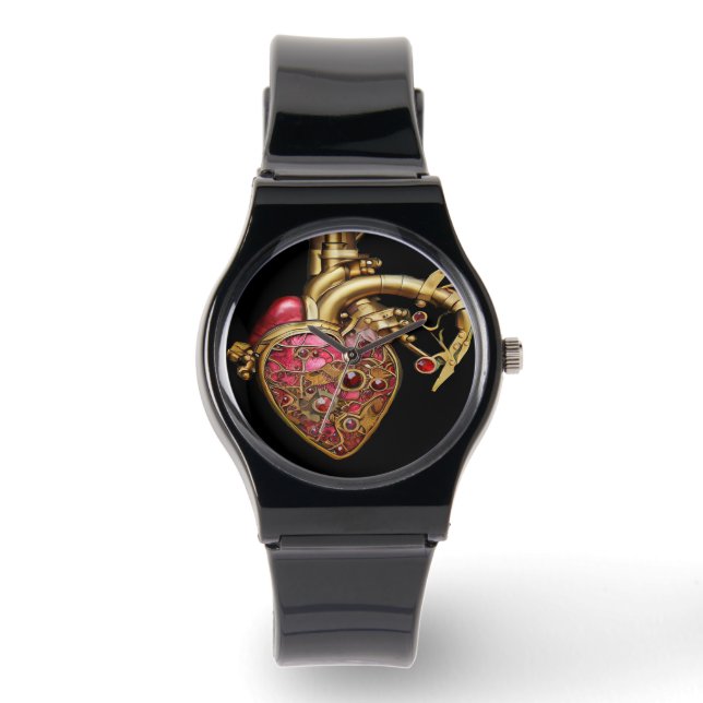 Reloj De Pulsera Rubinas y engranajes anatómicos del corazón de vap (Anverso)