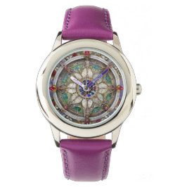 Reloj De Pulsera Ruby, Amethyst, Sapphire y Pearl Mandala