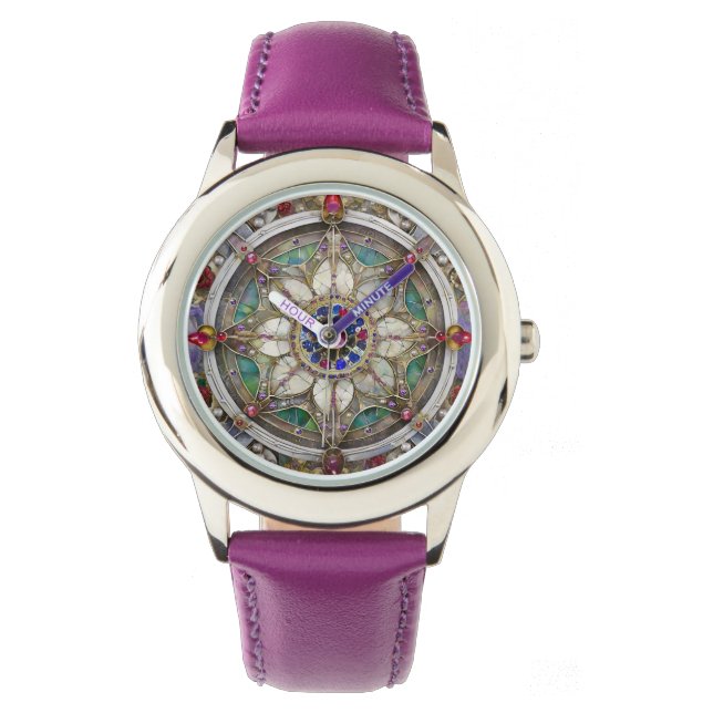 Reloj De Pulsera Ruby, Amethyst, Sapphire y Pearl Mandala (Anverso)