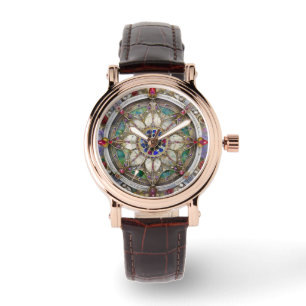 Reloj De Pulsera Ruby, Amethyst, Sapphire y Pearl Mandala