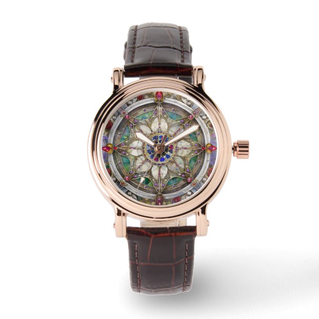 Reloj De Pulsera Ruby, Amethyst, Sapphire y Pearl Mandala (Anverso)