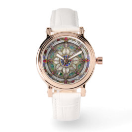Reloj De Pulsera Ruby, Amethyst, Sapphire y Pearl Mandala