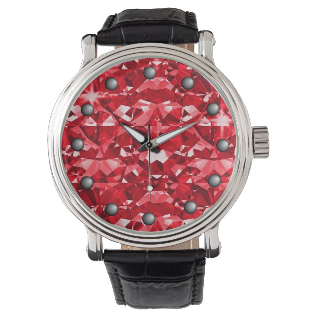 Reloj De Pulsera Ruby Red Sparkle Diamonds (Anverso)