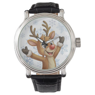 Reloj De Pulsera Rudolph con copos de nieve azules