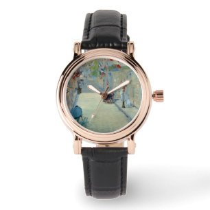 Reloj De Pulsera Rue Mosnier con banderas Manet Painting Watch