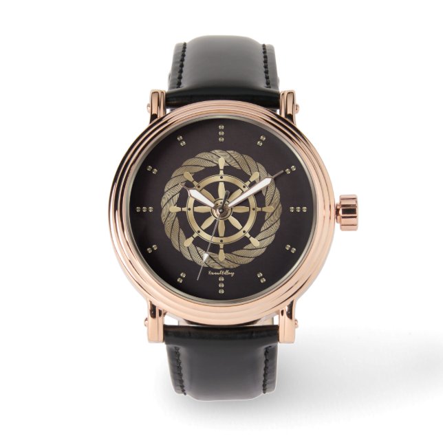 Reloj De Pulsera Rueda de la nave de oro (Anverso)