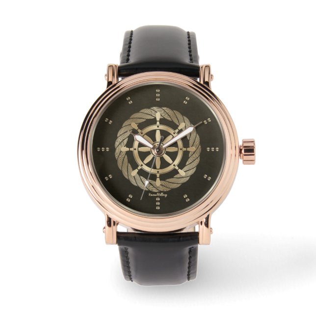Reloj De Pulsera Rueda de la nave de oro (Anverso)