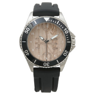 Reloj De Pulsera Rueda de viking sobre madera rota