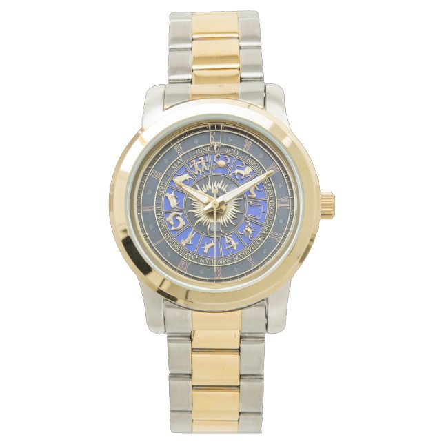 Reloj De Pulsera Rueda Zodiac azul (Anverso)