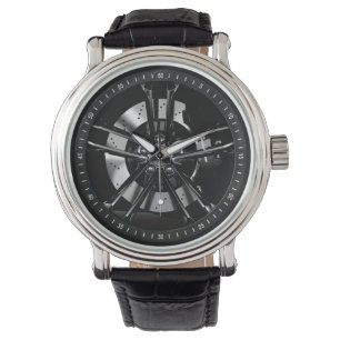 Reloj De Pulsera Ruedas de coche del borde de las Carreras negras
