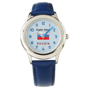 Reloj De Pulsera Rusia Bandera Rusa Negra Personalización 