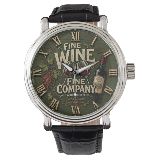 Reloj De Pulsera Rustic Vineyard Wine Lover (Anverso)