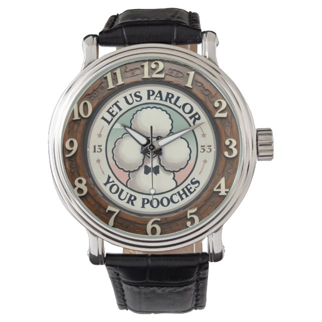 Reloj De Pulsera Rustic wood Poodle Dog (Anverso)
