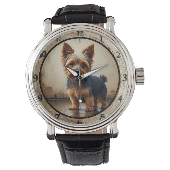 Reloj De Pulsera Rustic Yorkshire Terrier Dog (Anverso)