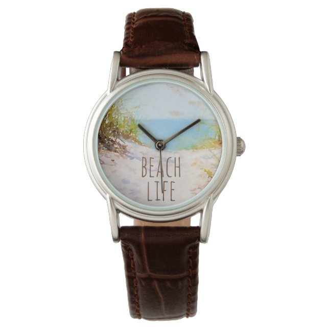 Reloj De Pulsera Ruta de la playa de acuarela Beach Life (Anverso)