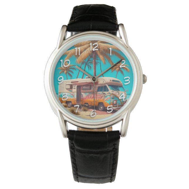 Reloj De Pulsera RV y palmeras retro (Anverso)