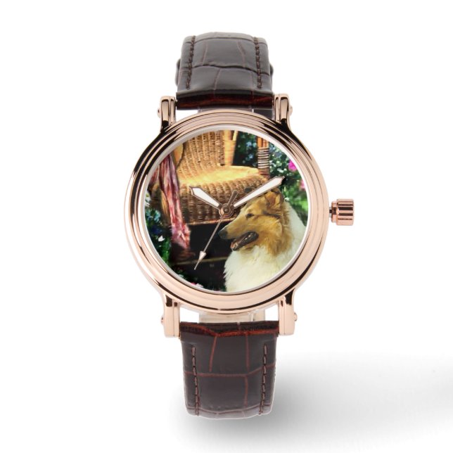 Reloj De Pulsera Sable Rough Collie Art (Anverso)