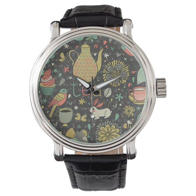 Reloj De Pulsera Sabrosa carta de té brillante (Anverso)