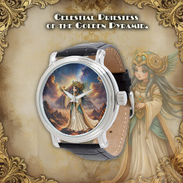 Reloj De Pulsera Sacerdotisa Celestial de la Pirámide Dorada.
