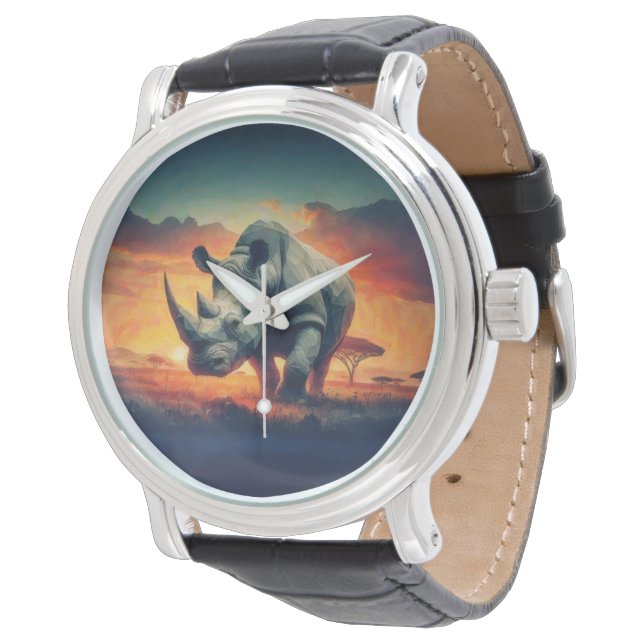 Reloj De Pulsera Safari de Rhino Sunset (Angular)