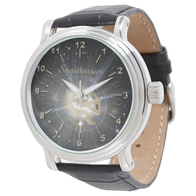 Reloj De Pulsera Sagittarius dorado brillante (Angular)