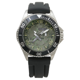 Reloj De Pulsera Sagittarius Zodiac Símbolo Verde Marcado de Camo 