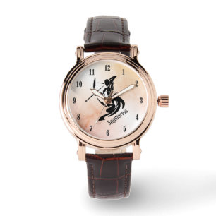 Reloj De Pulsera Sagittarius Zodiac único facial con números negros