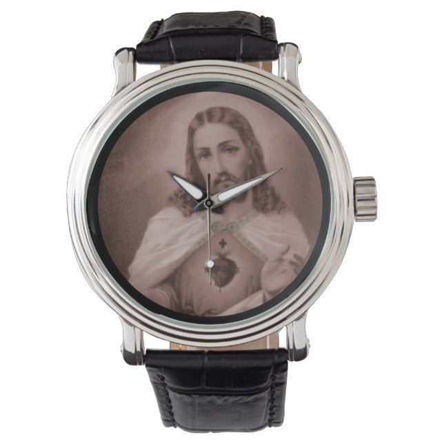 Reloj De Pulsera Sagrado Corazón con Cruz (Anverso)