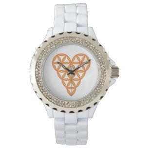 Reloj De Pulsera Sagrado Corazón - Corazón de la vida, 3D/Naranja.