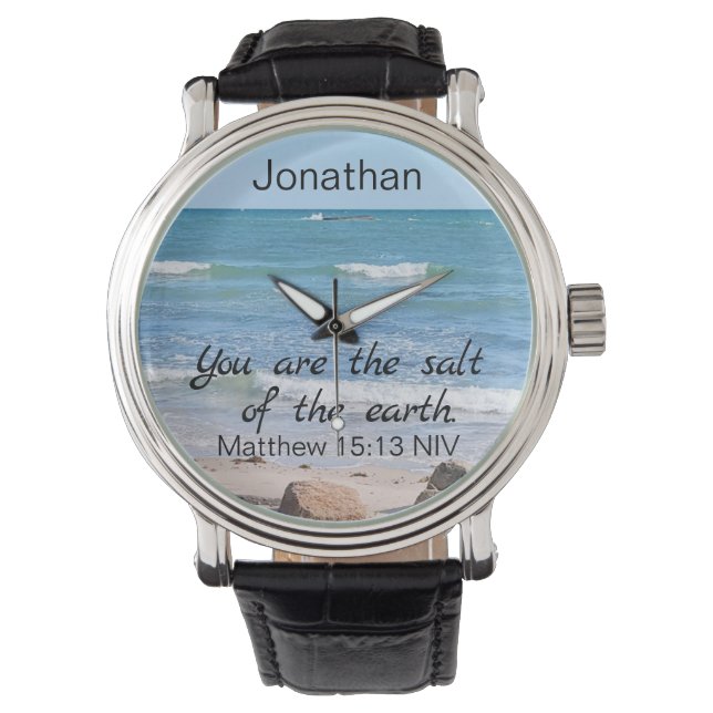 Reloj De Pulsera Sal de la Tierra Foto de la Biblia oceánica Verse (Anverso)