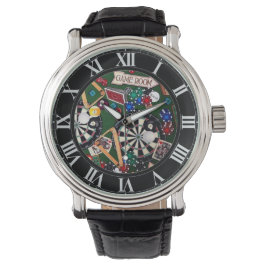 Reloj De Pulsera Sala de juegos Darts Billiards Cards Writing Watch