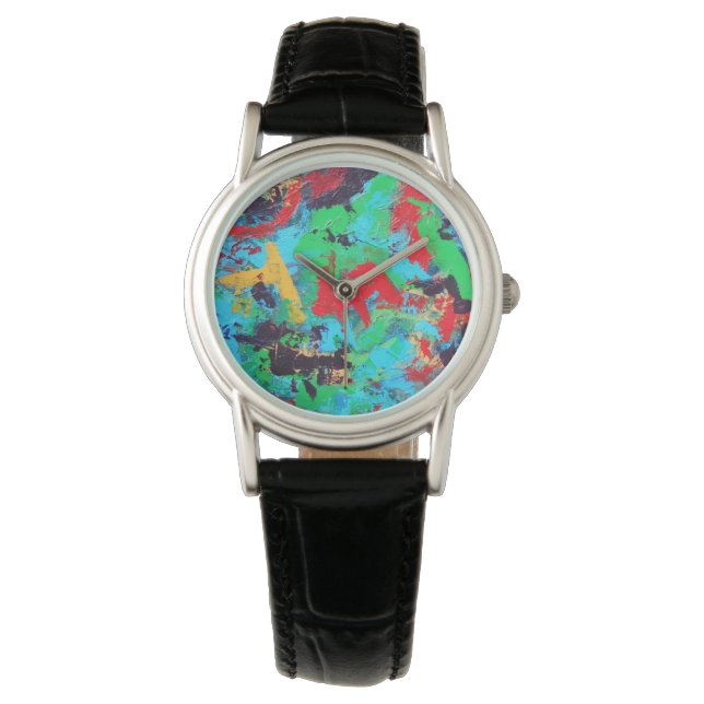 Reloj De Pulsera Salpicadura - Pinceladas abstractas pintadas a man (Anverso)