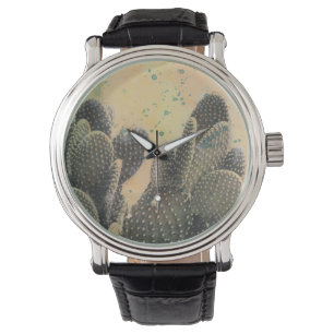 Reloj De Pulsera Salpicadura verde del cactus el   del desierto