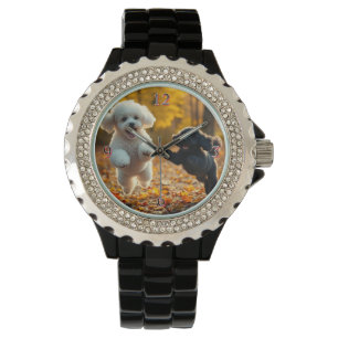 Reloj De Pulsera Saltando cachorros de caniche