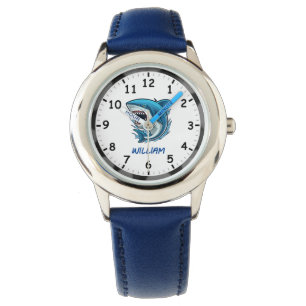 Reloj De Pulsera Saltando grandioso tiburón blanco con olas