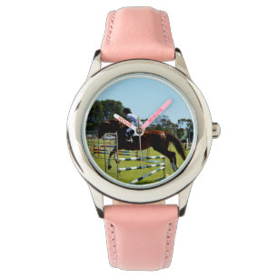 Reloj De Pulsera Salto de obstáculos con caballo marrón,