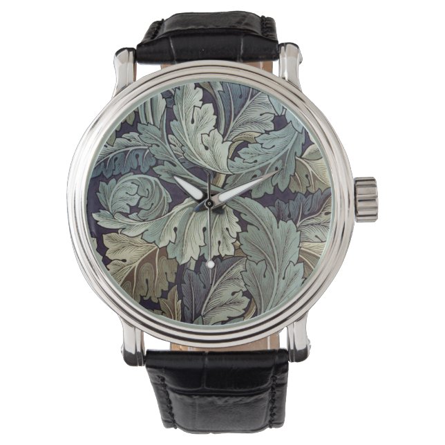 Reloj De Pulsera Saltos de fondo de William Morris Acanthus (Anverso)