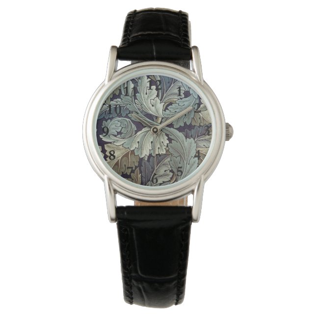 Reloj De Pulsera Saltos de fondo de William Morris Acanthus (Anverso)