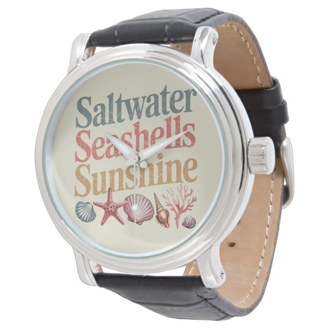 Reloj De Pulsera Saltwater Seashells Sunshine Summer Beach Vacacion (Angular)