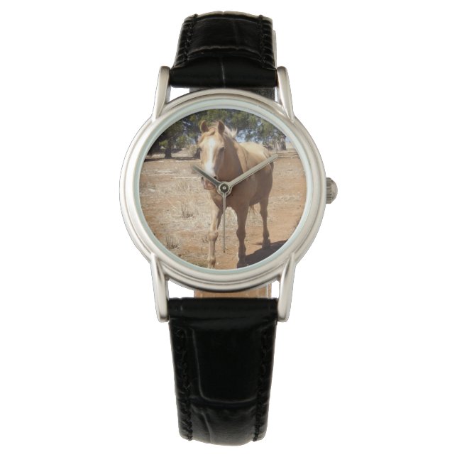 Reloj De Pulsera Saludo a Caballo Palomino,- (Anverso)