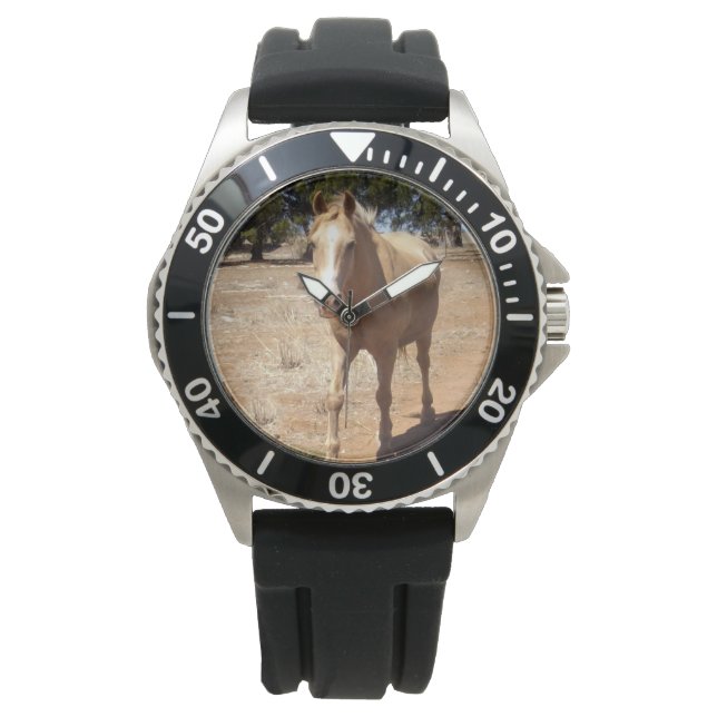 Reloj De Pulsera Saludo a Caballo Palomino,- (Anverso)