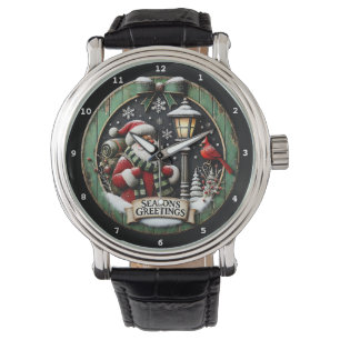 Reloj De Pulsera Saludos de temporada Santa Cardenal 