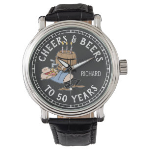 Reloj De Pulsera Saludos Y Cervezas 50 Años Blanco Y Negro