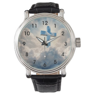 Reloj De Pulsera Salvación, cruz en las nubes,